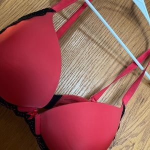 Torrid Bra 40D Red with black lace and little bow